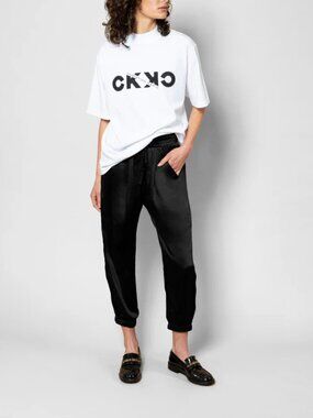 Christina Karin Catt Pant XS Black Satin Jogger | NWT Luxury Designer Pants